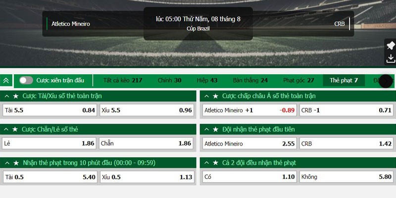 Kèo tài xỉu thẻ phạt được hội viên yêu thích
